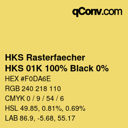 Farbcode: HKS Rasterfaecher - HKS 01K 100% Black 0% | qconv.com