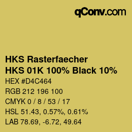 Farbcode: HKS Rasterfaecher - HKS 01K 100% Black 10% | qconv.com