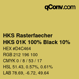 Code couleur: HKS Rasterfaecher - HKS 01K 100% Black 10% | qconv.com