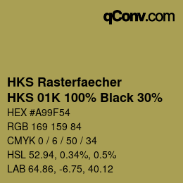 カラーコード: HKS Rasterfaecher - HKS 01K 100% Black 30% | qconv.com