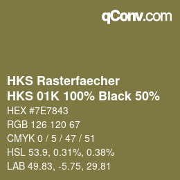 カラーコード: HKS Rasterfaecher - HKS 01K 100% Black 50% | qconv.com