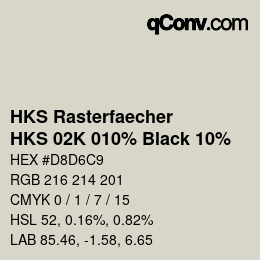 Code couleur: HKS Rasterfaecher - HKS 02K 010% Black 10% | qconv.com