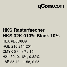 カラーコード: HKS Rasterfaecher - HKS 02K 010% Black 10% | qconv.com