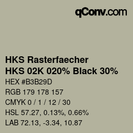 Code couleur: HKS Rasterfaecher - HKS 02K 020% Black 30% | qconv.com
