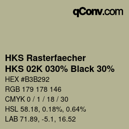 Code couleur: HKS Rasterfaecher - HKS 02K 030% Black 30% | qconv.com