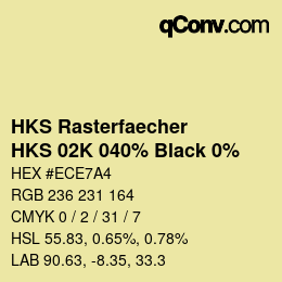 Farbcode: HKS Rasterfaecher - HKS 02K 040% Black 0% | qconv.com