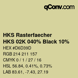 Farbcode: HKS Rasterfaecher - HKS 02K 040% Black 10% | qconv.com