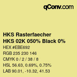 Código de color: HKS Rasterfaecher - HKS 02K 050% Black 0% | qconv.com