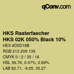 カラーコード: HKS Rasterfaecher - HKS 02K 050% Black 10% | qconv.com