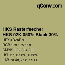 Farbcode: HKS Rasterfaecher - HKS 02K 050% Black 30% | qconv.com