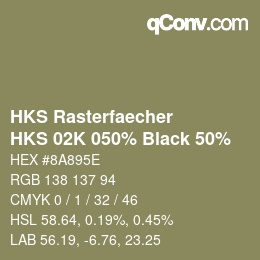 カラーコード: HKS Rasterfaecher - HKS 02K 050% Black 50% | qconv.com