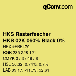 Code couleur: HKS Rasterfaecher - HKS 02K 060% Black 0% | qconv.com