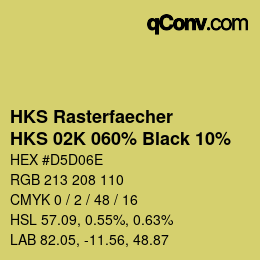 カラーコード: HKS Rasterfaecher - HKS 02K 060% Black 10% | qconv.com