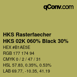 Farbcode: HKS Rasterfaecher - HKS 02K 060% Black 30% | qconv.com