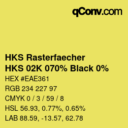 Code couleur: HKS Rasterfaecher - HKS 02K 070% Black 0% | qconv.com