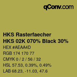 Code couleur: HKS Rasterfaecher - HKS 02K 070% Black 30% | qconv.com