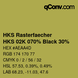 カラーコード: HKS Rasterfaecher - HKS 02K 070% Black 30% | qconv.com