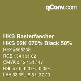 Farbcode: HKS Rasterfaecher - HKS 02K 070% Black 50% | qconv.com