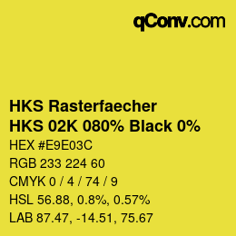 Farbcode: HKS Rasterfaecher - HKS 02K 080% Black 0% | qconv.com