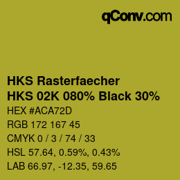 カラーコード: HKS Rasterfaecher - HKS 02K 080% Black 30% | qconv.com