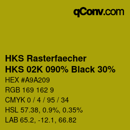 カラーコード: HKS Rasterfaecher - HKS 02K 090% Black 30% | qconv.com