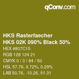 Código de color: HKS Rasterfaecher - HKS 02K 090% Black 50% | qconv.com