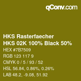 カラーコード: HKS Rasterfaecher - HKS 02K 100% Black 50% | qconv.com