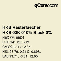 Code couleur: HKS Rasterfaecher - HKS 03K 010% Black 0% | qconv.com