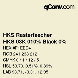 カラーコード: HKS Rasterfaecher - HKS 03K 010% Black 0% | qconv.com