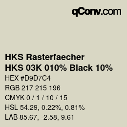 カラーコード: HKS Rasterfaecher - HKS 03K 010% Black 10% | qconv.com