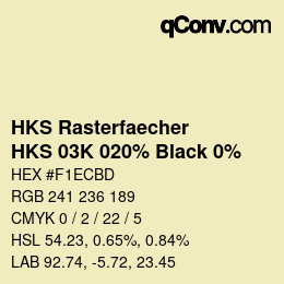 Código de color: HKS Rasterfaecher - HKS 03K 020% Black 0% | qconv.com