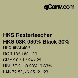 カラーコード: HKS Rasterfaecher - HKS 03K 030% Black 30% | qconv.com