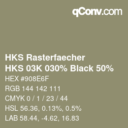 Farbcode: HKS Rasterfaecher - HKS 03K 030% Black 50% | qconv.com