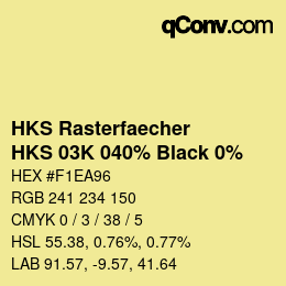 カラーコード: HKS Rasterfaecher - HKS 03K 040% Black 0% | qconv.com