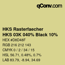 Código de color: HKS Rasterfaecher - HKS 03K 040% Black 10% | qconv.com