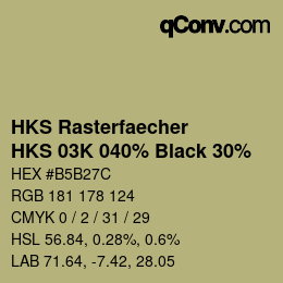 Farbcode: HKS Rasterfaecher - HKS 03K 040% Black 30% | qconv.com