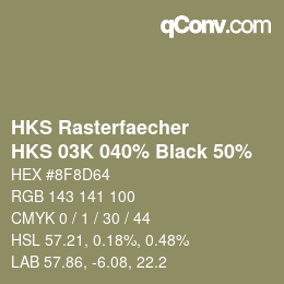 Farbcode: HKS Rasterfaecher - HKS 03K 040% Black 50% | qconv.com