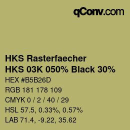 カラーコード: HKS Rasterfaecher - HKS 03K 050% Black 30% | qconv.com