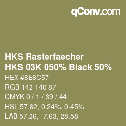 Farbcode: HKS Rasterfaecher - HKS 03K 050% Black 50% | qconv.com