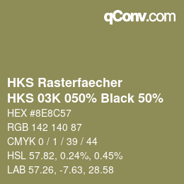 Code couleur: HKS Rasterfaecher - HKS 03K 050% Black 50% | qconv.com
