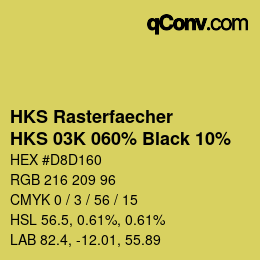 カラーコード: HKS Rasterfaecher - HKS 03K 060% Black 10% | qconv.com