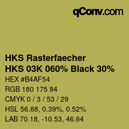 Color code: HKS Rasterfaecher - HKS 03K 060% Black 30% | qconv.com