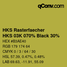 カラーコード: HKS Rasterfaecher - HKS 03K 070% Black 30% | qconv.com