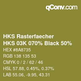 Farbcode: HKS Rasterfaecher - HKS 03K 070% Black 50% | qconv.com