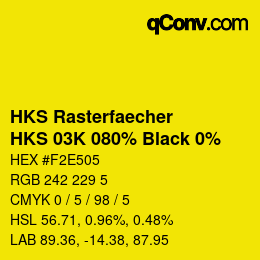 Código de color: HKS Rasterfaecher - HKS 03K 080% Black 0% | qconv.com