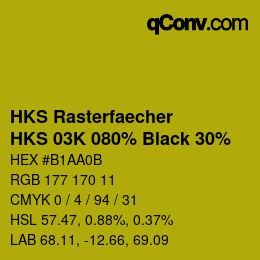 Color code: HKS Rasterfaecher - HKS 03K 080% Black 30% | qconv.com