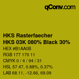 カラーコード: HKS Rasterfaecher - HKS 03K 080% Black 30% | qconv.com