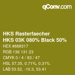 カラーコード: HKS Rasterfaecher - HKS 03K 080% Black 50% | qconv.com