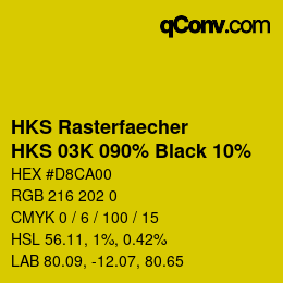 Farbcode: HKS Rasterfaecher - HKS 03K 090% Black 10% | qconv.com