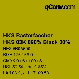 カラーコード: HKS Rasterfaecher - HKS 03K 090% Black 30% | qconv.com